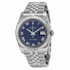 Rolex Datejust Blue Roman Dial Jubilee Bracelet Fluted Bezel Men's Watch 116234BLRJ