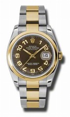 Rolex Datejust Brown Dial Automatic Stainless Steel and 18K Yellow Gold Men's Watch 116203BRAO