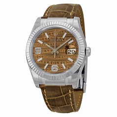Rolex Datejust Brown Jubilee Brown Dial Bronze Leather Strap Men's Watch 116139BRJASL