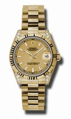 Rolex Datejust Champagne Automatic 18kt Yellow Gold President Ladies Watch 178238CSP