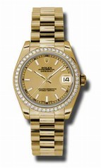 Rolex Datejust Champagne Automatic 18kt Yellow Gold President Ladies Watch 178288CSP