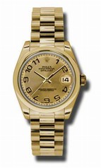 Rolex Datejust Champagne Concentric Circle Dial Automatic 18kt Yellow Gold President Ladies Watch 178248CCAP