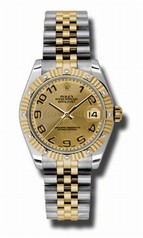 Rolex Datejust Champagne Concentric Circle Dial Automatic Stainless Steel and 18kt Yellow Gold Ladies Watch 178313CCAJ