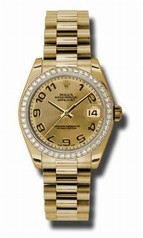 Rolex Datejust Champagne Concentric Dial Automatic 18kt Yellow Gold President Ladies Watch 178288CCAP
