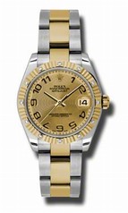 Rolex Datejust Champagne Concentric Dial Automatic Stainless and with 18kt Yellow Gold Ladies Watch 178313CCAO