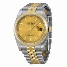 Rolex Datejust Champagne Index Dial Jubilee Bracelet Two Tone Men's Watch 116203CSJ