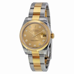 Rolex DateJust Champagne Dial Stainless Steel 18kt Yellow Gold Ladies Watch 178243CDO
