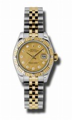 Rolex Datejust Champagne Dial Steel and Gold Diamond Ladies Watch 179313CGDMDJ