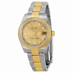 Rolex Datejust Champagne Index Dial Oyster Bracelet Two Tone Unisex Watch 178243CSO