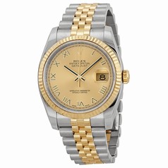 Rolex Datejust Champagne Roman Dial Jubilee Bracelet Two Tone Men's Watch 116233CRJ