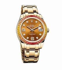 Rolex Datejust Cognac Diamond Dial Sapphire Set Bezel 18K Yellow Gold Automatic Men's Watch 86348COGDPM