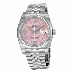 Rolex Datejust Floral Pink Dial Stainless Steel Jubilee Automatic Ladies Watch 116200PFAJ