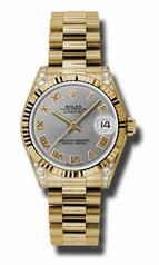 Rolex Datejust Grey Automatic 18kt Yellow Gold President Ladies Watch 178238GRP