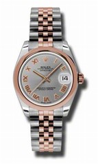 Rolex Datejust Grey Dial Automatic Stainless Steel and 18kt Rose Gold Ladies Watch 178241GRJ