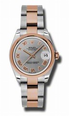 Rolex Datejust Grey Dial Automatic Stainless Steel and 18kt Rose Gold Ladies Watch 178241GRO