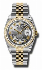 Rolex Datejust Grey Dial Automatic Stainless Steel and 18kt Yellow Gold Ladies Watch 116243GSBRJ
