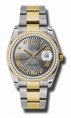 Rolex Datejust Grey Dial Automatic Stainless Steel and 18kt Yellow Gold Ladies Watch 116243GYSBRO