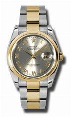 Rolex Datejust Grey Dial Steel and Yellow Gold Oyster Men's Watch 116203GRO