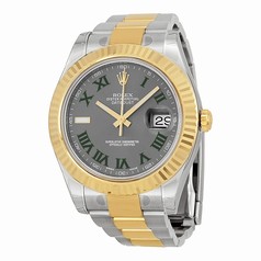 Rolex Datejust II Grey Roman Dial 18kt Yellow Gold Bezel Two Tone Oyster Bracelet Men's Watch 116333GYRO