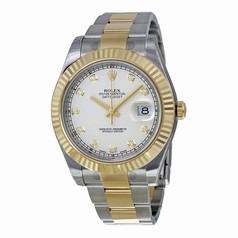 Rolex Datejust II Ivory Diamond Dial Stainless Steel With 18kt Yellow Gold Men's Watch 116333IDO