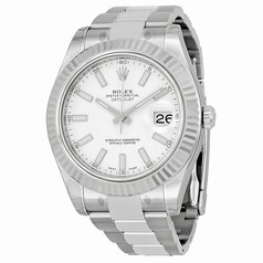 Rolex Datejust II White Dial 18k White Gold Stainless Steel Oyster Bracelet Men's Watch 116334WSO