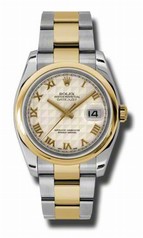 Rolex Datejust Ivory Pyramid Dial Automatic Stainless Steel and 18K Yellow Gold Men's Watch 116203IPRO