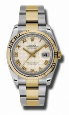 Rolex Datejust Ivory Pyramid Dial Automatic Stainless Steel and 18kt Yellow Gold Men's Watch 116233IPRO