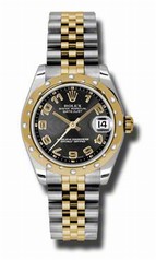 Rolex Datejust Black Concentric Circle Dial Automatic Stainless Steel and 18kt Yellow Gold Ladies Watch 178343BKCAJ