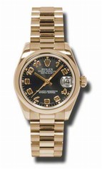 Rolex Datejust Black Automatic 18kt Pink Gold President Ladies Watch 178245BKAP