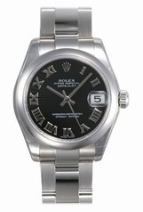 Rolex Datejust Black Roman Dial Oyster Bracelet Unisex Watch 178240BKRO