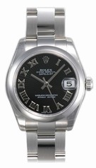 Rolex Datejust Black Sunburst Roman Dial Oyster Bracelet Unisex Watch 178240BKSBRO