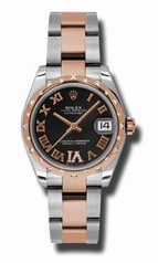 Rolex Datejust Black Dial Automatic Stainless Steel and 18kt Rose Gold Ladies Watch 178341BKRDO