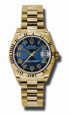Rolex Datejust Blue Concentric Circle Dial Automatic 18kt Yellow Gold Ladies Watch 178278BLCAP