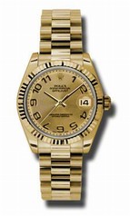 Rolex Datejust Champagne Concentic Circle Dial Automatic 18kt Yellow Gold Ladies Watch 178278CCAP