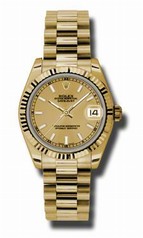 Rolex Datejust Champagne Dial Automatic 18kt Yellow Gold Ladies Watch 178278CSP