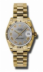 Rolex Datejust Grey Dial Automatic 18kt Yellow Gold Ladies Watch 178278GRP