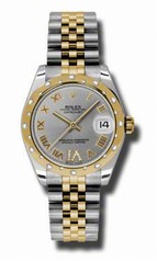 Rolex Datejust Grey Dial Automatic Stainless Steel and 18kt Yellow Gold Ladies Watch 178343GRDJ