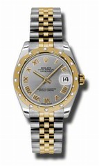 Rolex Datejust Grey Dial Automatic Stainless Steel and 18kt Yellow Gold Ladies Watch 178343GRJ