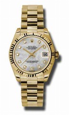 Rolex Datejust Mother of pearl Automatic Oyster 18kt Yellow Gold Ladies Watch 178278MDP
