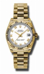 Rolex Datejust White Dial Automatic 18kt Yellow Gold Ladies Watch 178278WRP