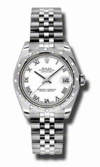 Rolex Datejust White Dial White Gold Diamond Bezel Ladies Watch 178344WRJ