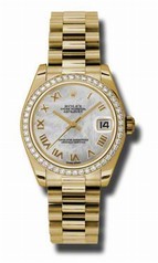 Rolex Datejust Mother Of Pearl Automatic 18kt Yellow Gold President Ladies Watch 178288MRP