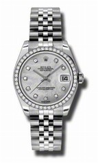 Rolex Datejust Mother of Pearl Diamond Dial 18kt White Gold Diamond Bezel Ladies Watch 178384MDJ