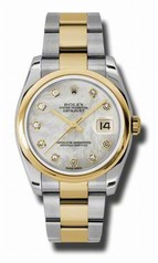 Rolex Datejust Mother of Pearl Diamond Dial Steel and 18K Yellow Gold Automatic Men's Watch 116203MDO