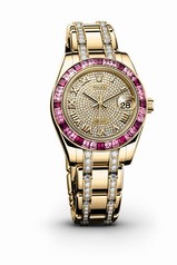 Rolex Datejust Pearlmaster Diamond Pave Dial 18kt Yellow Gold Ladies Watch 81348SSRDPM