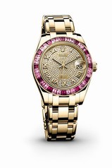 Rolex Datejust Pearlmaster Diamond Pave Dial 18kt Yellow Gold Ladies Watch 81348SSRPM