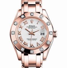 Rolex Datejust Pearlmaster White Dial 18 Carat Everose Gold Automatic Ladies Watch 80315WRPM