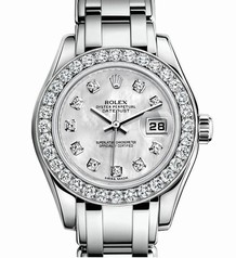 Rolex Datejust Pearlmaster White Mother of Pearl Dial 18kt White Gold Automatic Ladies Watch 80299MDPM