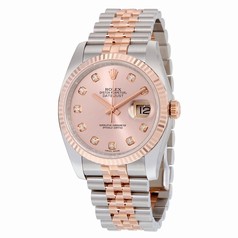 Rolex Datejust Pink Diamond Dial Fluted 18k Rose Gold Bezel Jubilee Bracelet Men's Watch 116231PDJ