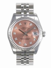 Rolex Datejust Pink Diamond Dial Jubilee Bracelet 18k White Gold Fluted Bezel Unisex Watch 178274PDJ